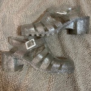Glitter jelly sandals